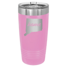 Laser etched light purple 20 oz vacuum insulated tumbler with 'Connecticut Home' design