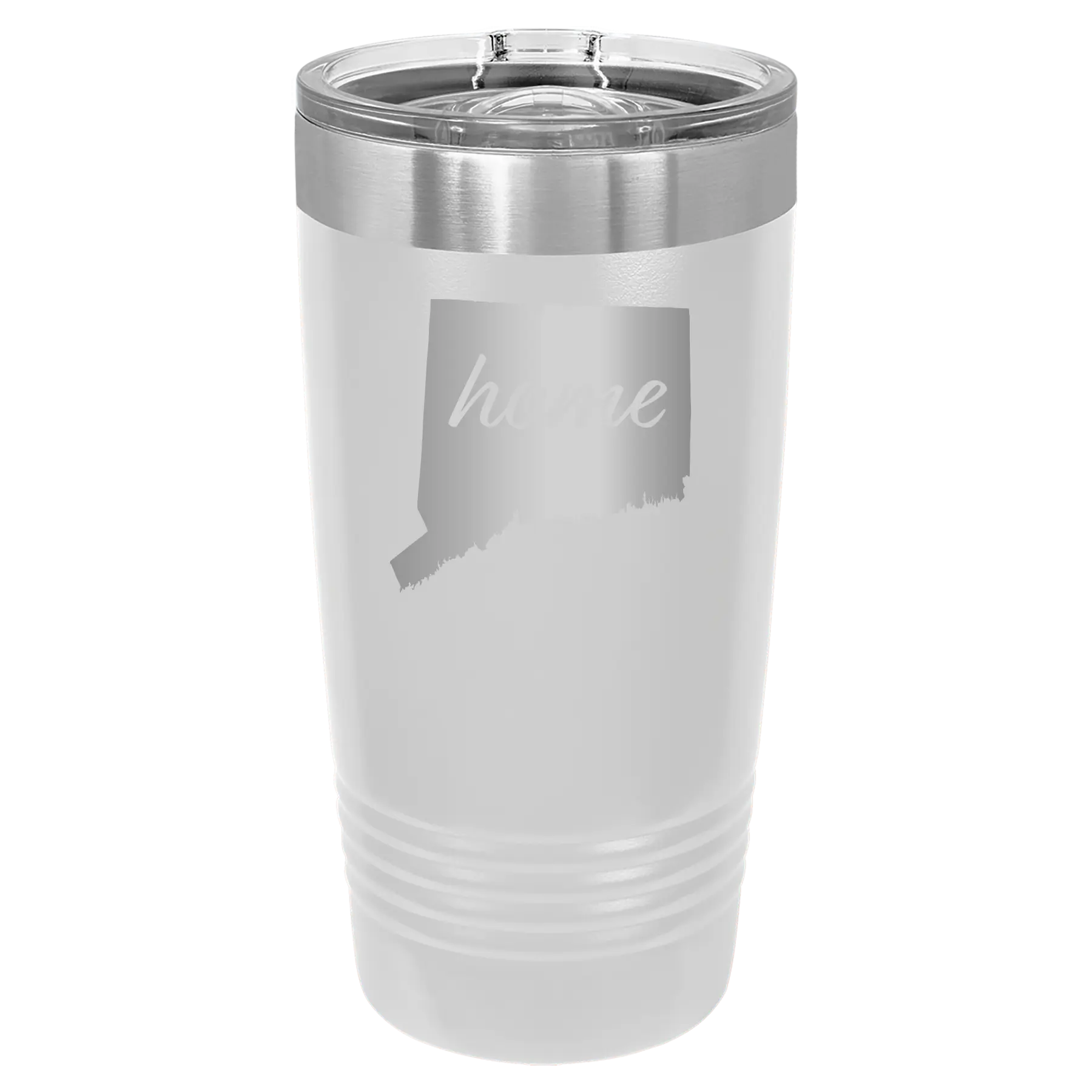 Laser etched white 20 oz vacuum insulated tumbler with 'Connecticut Home' design
