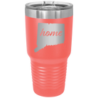 Laser etched coral 30 oz vacuum insulated tumbler with 'Connecticut Home' design