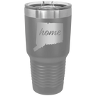 Laser etched dark gray 30 oz vacuum insulated tumbler with 'Connecticut Home' design