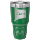 Laser etched green 30 oz vacuum insulated tumbler with 'Connecticut Home' design