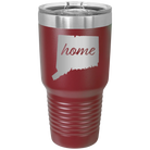 Laser etched maroon 30 oz vacuum insulated tumbler with 'Connecticut Home' design