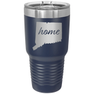 Laser etched navy 30 oz vacuum insulated tumbler with 'Connecticut Home' design