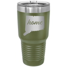 Laser etched olive green 30 oz vacuum insulated tumbler with 'Connecticut Home' design