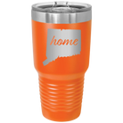 Laser etched orange 30 oz vacuum insulated tumbler with 'Connecticut Home' design