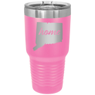 Laser etched pink 30 oz vacuum insulated tumbler with 'Connecticut Home' design