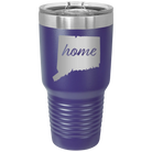 Laser etched purple 30 oz vacuum insulated tumbler with 'Connecticut Home' design
