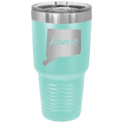 Laser etched teal 30 oz vacuum insulated tumbler with 'Connecticut Home' design