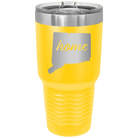 Laser etched yellow 30 oz vacuum insulated tumbler with 'Connecticut Home' design