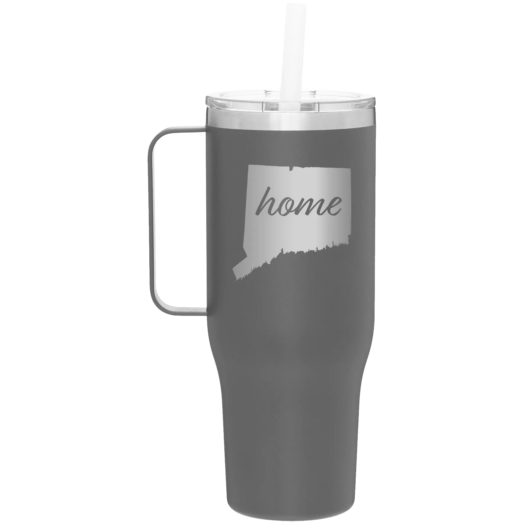 Laser etched slate 40 oz vacuum insulated tumbler mug with 'Connecticut Home' design