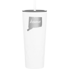 Laser etched white 20 oz vacuum insulated tumbler with 'Connecticut Home' design