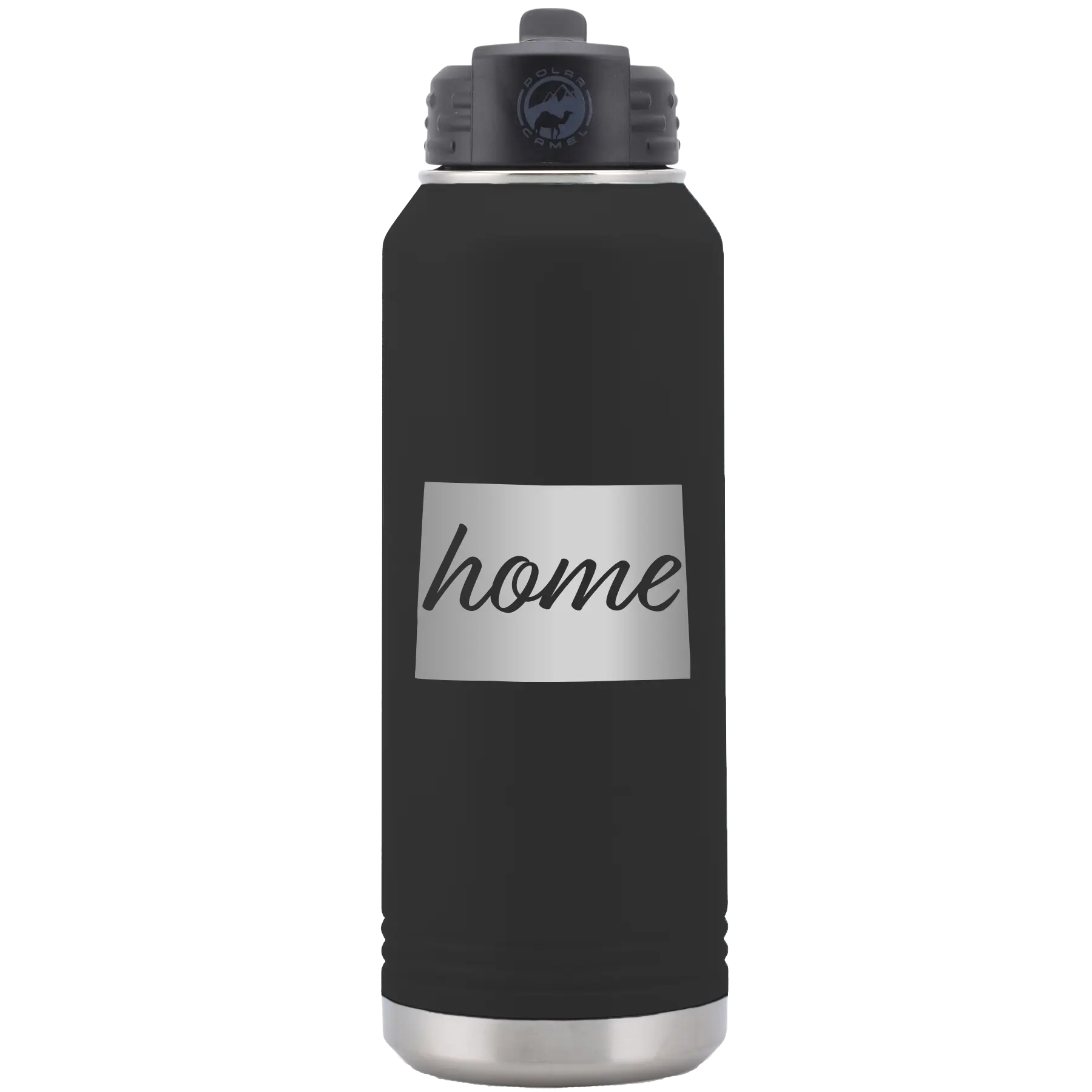 Laser etched black 32 oz vacuum insulated water bottle with 'Colorado Home' design