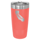 Laser etched coral 20 oz vacuum insulated tumbler with 'California Home' design