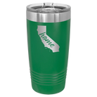 Laser etched green 20 oz vacuum insulated tumbler with 'California Home' design