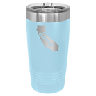 Laser etched light blue 20 oz vacuum insulated tumbler with 'California Home' design