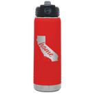 Laser etched red 20 oz vacuum insulated water bottle with 'California Home' design