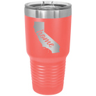 Laser etched coral 30 oz vacuum insulated tumbler with 'California Home' design