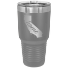 Laser etched dark gray 30 oz vacuum insulated tumbler with 'California Home' design