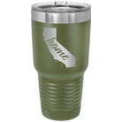 Laser etched olive green 30 oz vacuum insulated tumbler with 'California Home' design