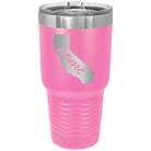 Laser etched pink 30 oz vacuum insulated tumbler with 'California Home' design