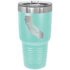 Laser etched teal 30 oz vacuum insulated tumbler with 'California Home' design