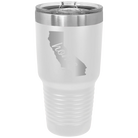 Laser etched white 30 oz vacuum insulated tumbler with 'California Home' design