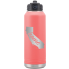 Laser etched coral 32 oz vacuum insulated water bottle with 'California Home' design
