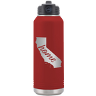 Laser etched maroon 32 oz vacuum insulated water bottle with 'California Home' design