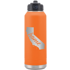 Laser etched orange 32 oz vacuum insulated water bottle with 'California Home' design