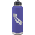 Laser etched purple 32 oz vacuum insulated water bottle with 'California Home' design