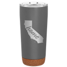 Laser etched storm gray 20 oz vacuum insulated tumbler with 'California Home' design