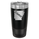 Laser etched black 20 oz vacuum insulated tumbler with 'Arkansas Home' design