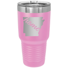Laser etched light purple 30 oz vacuum insulated tumbler with 'Arkansas Home' design