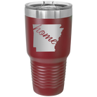 Laser etched maroon 30 oz vacuum insulated tumbler with 'Arkansas Home' design