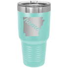 Laser etched teal 30 oz vacuum insulated tumbler with 'Arkansas Home' design