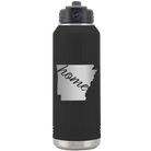 Laser etched black 32 oz vacuum insulated water bottle with 'Arkansas Home' design