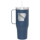 Laser etched constellation 40 oz vacuum insulated tumbler mug with 'Arkansas Home' design