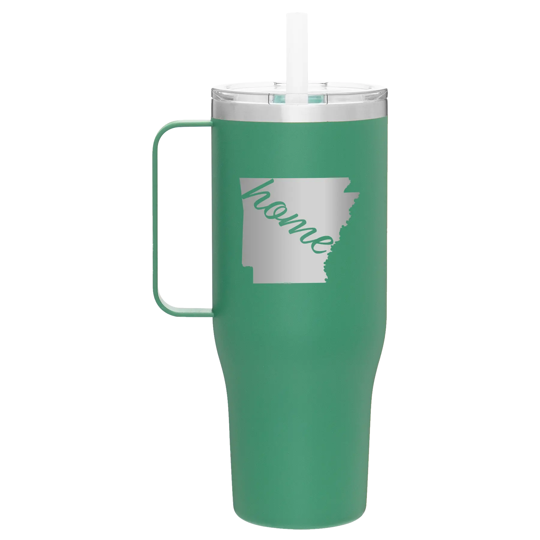 Laser etched forage 40 oz vacuum insulated tumbler mug with 'Arkansas Home' design