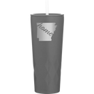 Laser etched slate 20 oz vacuum insulated tumbler with 'Arkansas Home' design