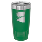 Laser etched green 20 oz vacuum insulated tumbler with 'Arizona Home' design