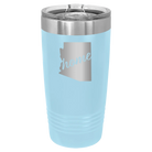 Laser etched light blue 20 oz vacuum insulated tumbler with 'Arizona Home' design