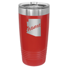 Laser etched red 20 oz vacuum insulated tumbler with 'Arizona Home' design