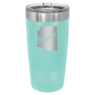 Laser etched teal 20 oz vacuum insulated tumbler with 'Arizona Home' design