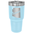 Laser etched light blue 30 oz vacuum insulated tumbler with 'Arizona Home' design