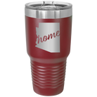 Laser etched maroon 30 oz vacuum insulated tumbler with 'Arizona Home' design