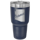 Laser etched navy 30 oz vacuum insulated tumbler with 'Arizona Home' design