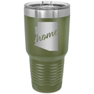 Laser etched olive green 30 oz vacuum insulated tumbler with 'Arizona Home' design