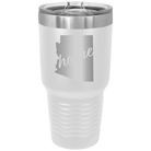 Laser etched white 30 oz vacuum insulated tumbler with 'Arizona Home' design