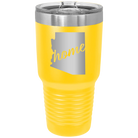 Laser etched yellow 30 oz vacuum insulated tumbler with 'Arizona Home' design