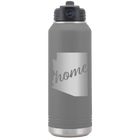 Laser etched dark gray 32 oz vacuum insulated water bottle with 'Arizona Home' design